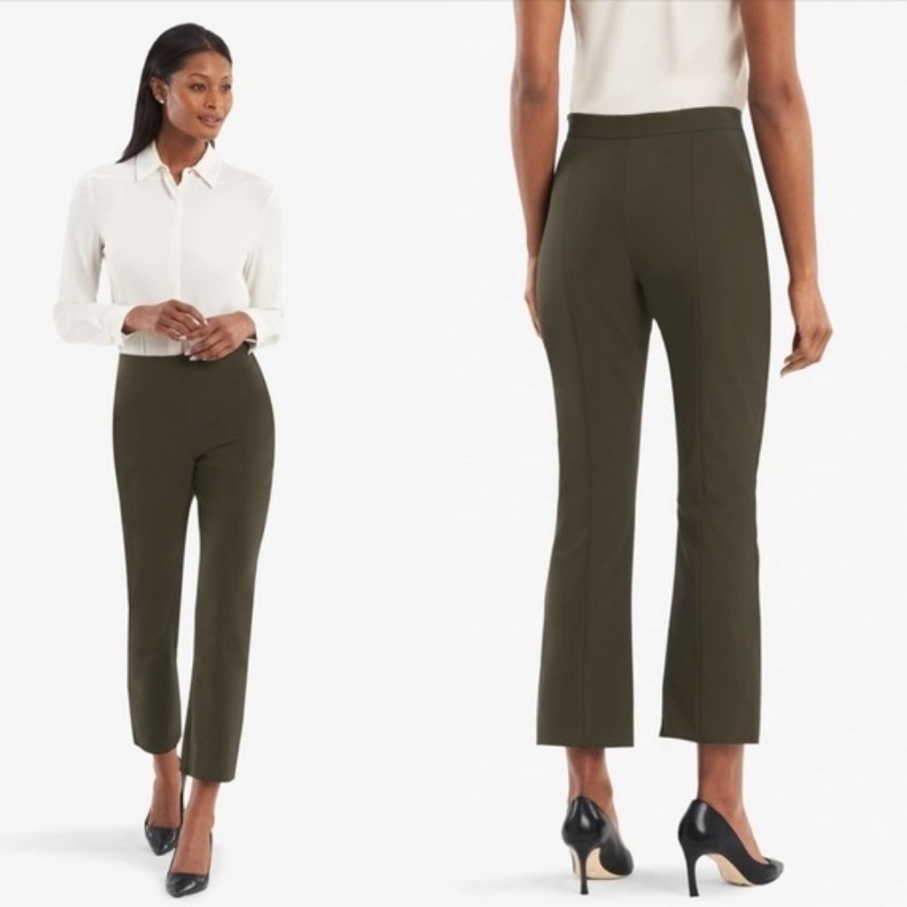 MM Lafleur The Oshima Pant Powerstretch Size 6 Dark Olive Cropped Stretch Slim